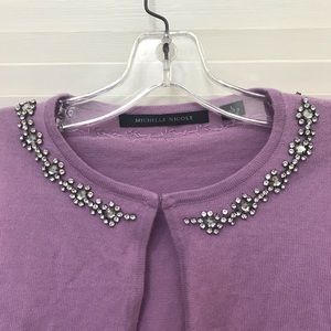 Michelle Nicole flower rhinestone crop cardigan